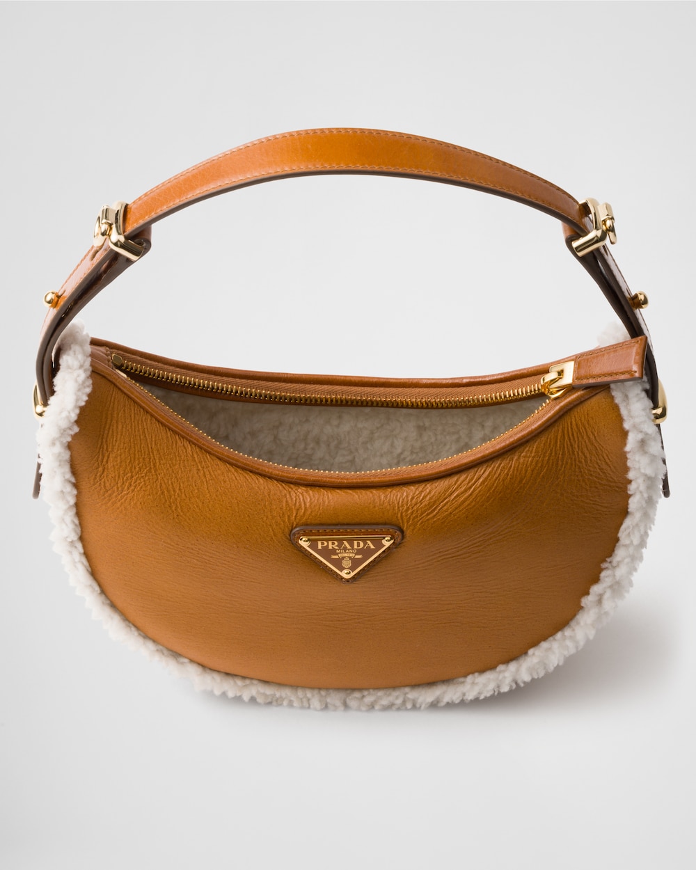 Prada Arqué Small Shearling Shoulder Bag - Image 4
